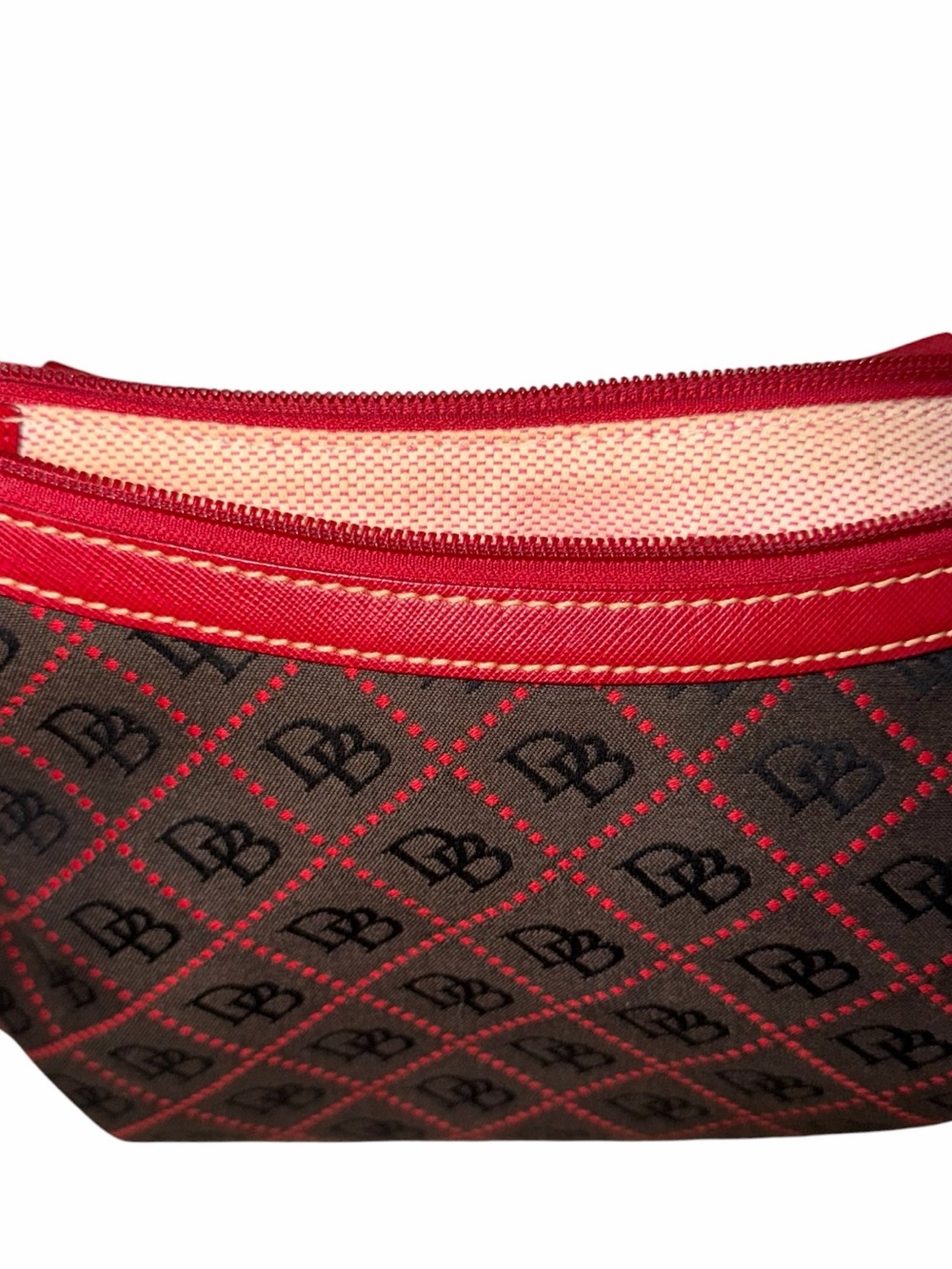 Dooney & Bourke Brown Monogram Shoulder Bag with Red Trim - Picture 9 of 9